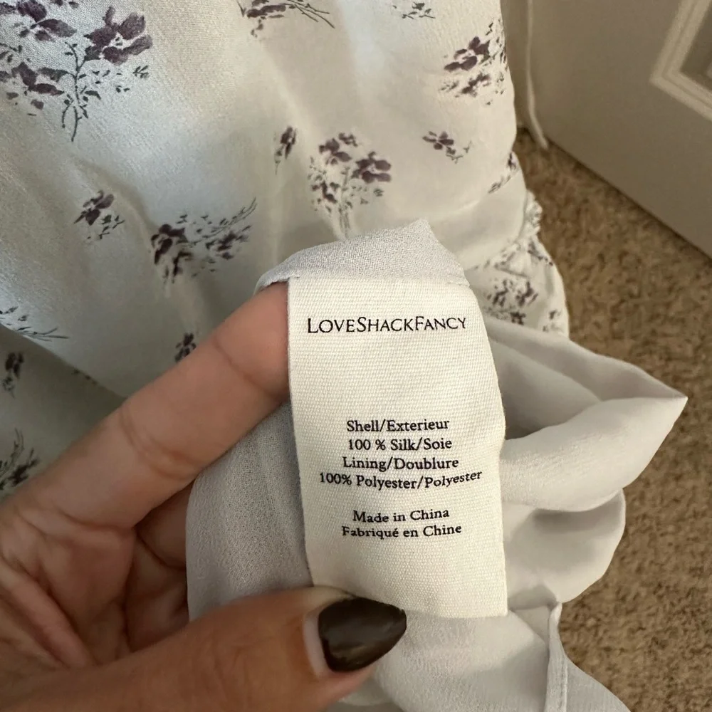 LOVESHACKFANCY lavender purple floral peasant dress size 2 - Picture 7 of 9